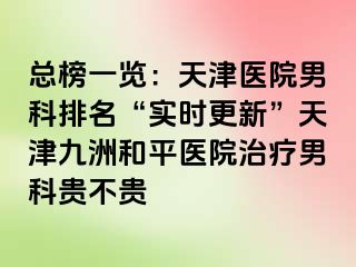 总榜一览：天津医院男科排名“实时更新”天津和平九洲医院治疗男科贵不贵